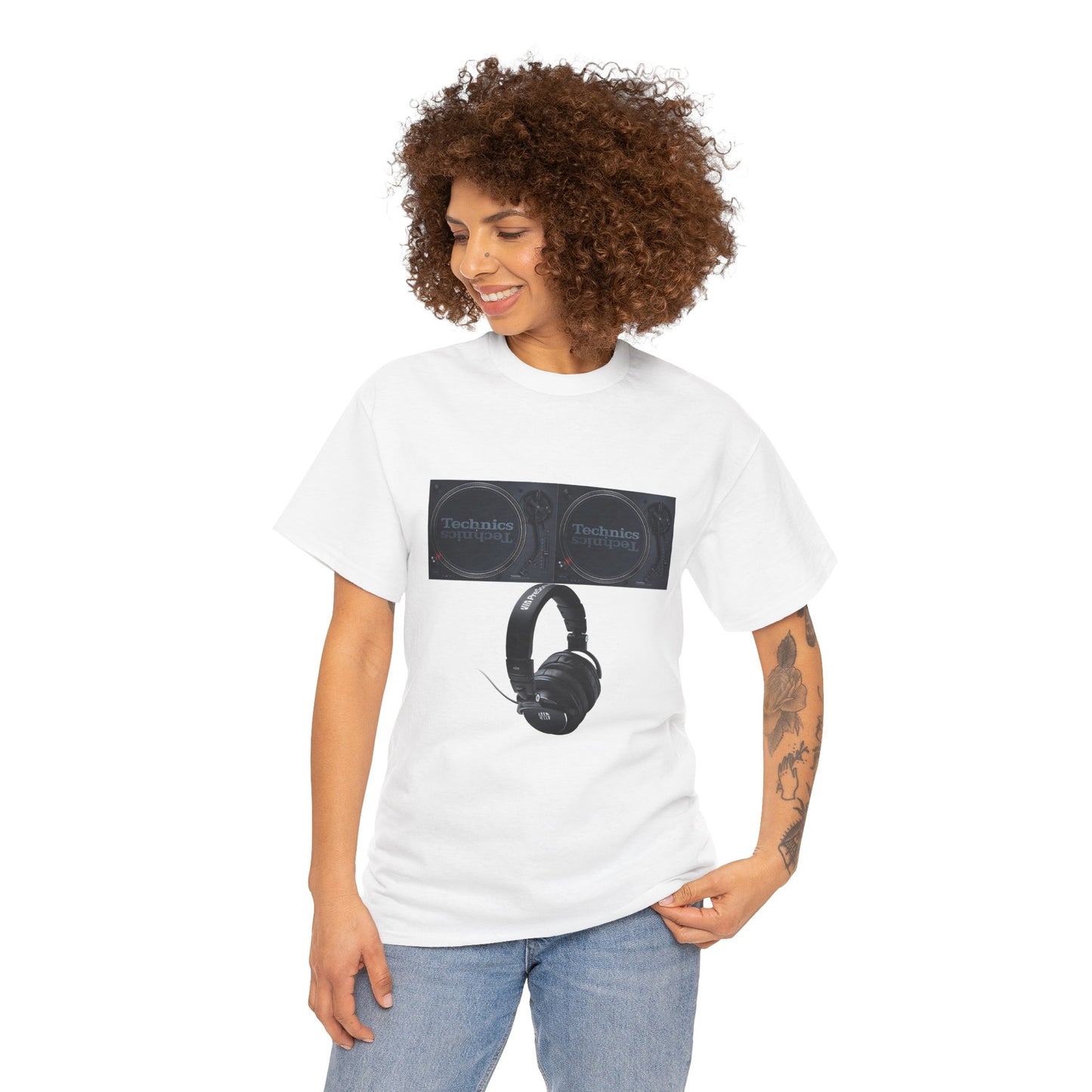 DJ Technics Turntables Unisex Heavy Cotton Tee