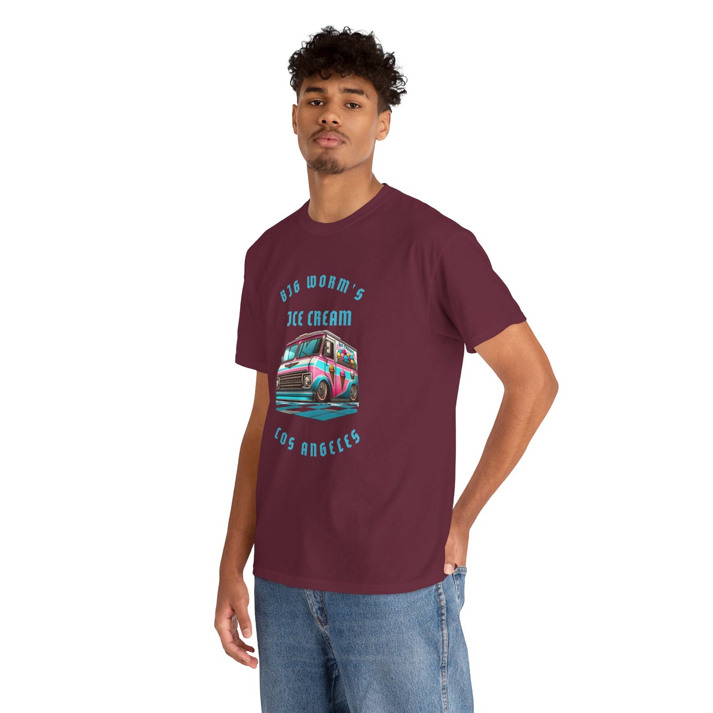 Big Worm's Ice Cream Truck Unisex Heavy Cotton Tee